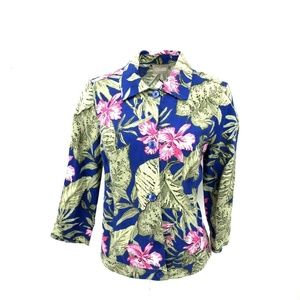 Chicos Long Sleeve Button Down Floral Top Sz 0/S/4